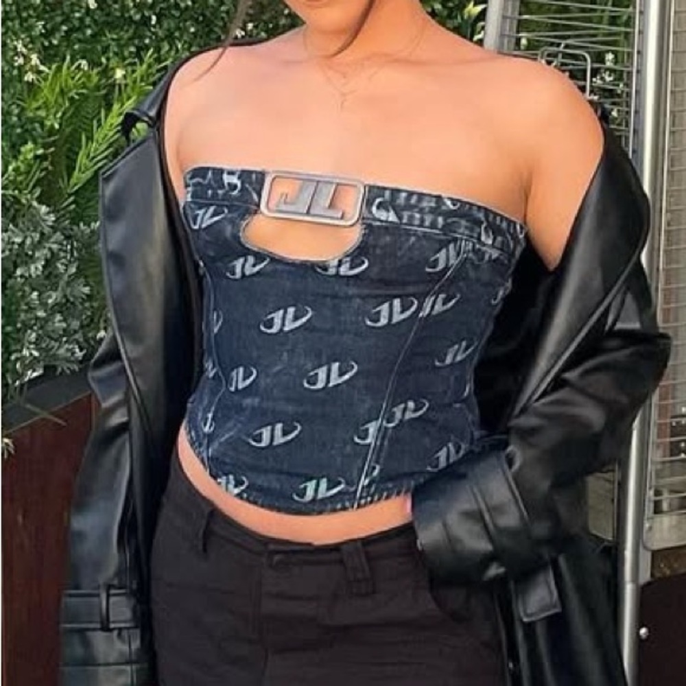 Jaded London Black Denim Crop Top